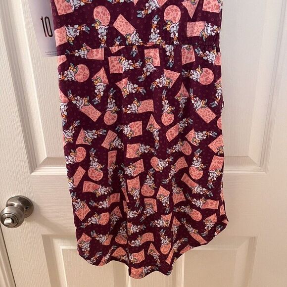 Lularoe Disney Daisy Duck Mae Dress Geometric Floral Girls Size 10 NWT - Picture 11 of 12